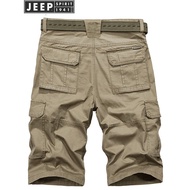 JEEP/JEEP Overalls Shorts Men Multi-pocket Loose Large Size Middle Pants Summer Casual 7-point Pants