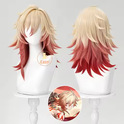 Mydei Cosplay Wig Honkai Star Rail Mydeimos Yellow Hair Red Braid Halloween Party for Women Men Girl