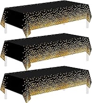 Tablecloths for Rectangle Tables, 3 Pack 54" x 108" Plastic Table Cloth Disposable Table Covers Enga