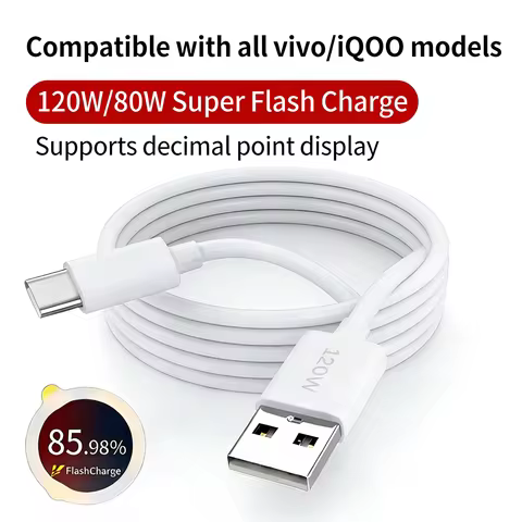 120W 80W 20V 6A Super Flash Charge Cable USB Type C Charger For VIVO iQOO 9 10 11 Pro Neo 6 SE T2 S1
