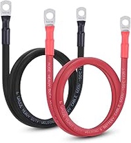 6 AWG Flexible Battery Cable with 5/16" Terminals - OFC Pure Copper Inverter & Welding Wire for Auto