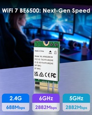WAVLINK BE6500 Wi-Fi 7 PCIe Adapter with BT 5.4 Heatsink & LP Bracket External antenna base with BE6