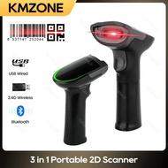LED Display Portable Barcode Reader 1D 2D QR Code POS Scanner USB Wired 2.4G Wireless Bluetooth 3 in