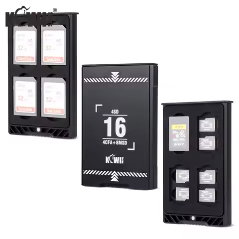 16 Slots Memory Card Case Pop-up Design SD MicroSD Card Holder with Lanyard for 4 SD Card+8 Micro SD