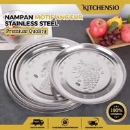 Kitchensio - Multipurpose Stainless Steel Tray Wine Pattern Round Serving Tray Buffet Serving Tray
