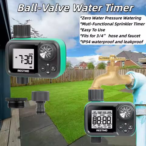 Automatic/Manual Low Water Pressure Water Timer Ball Valve Sprinkler Timer for Garden Hose Outdoor F