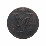 KOIN KUNO 1 DUIT VOC 1736 HOLAND - SCARCE - KOLEKI HOBI KODE 10.9