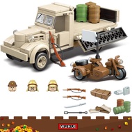 WUHUI 266ชิ้น SWAT กองทัพทหาร WW2 Minifigures ของเล่นสร้างชุดบล็อกอาคารทหารญี่ปุ่น Nissan 180รถบรรทุ