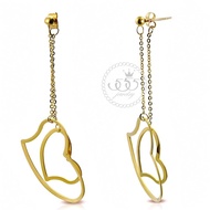 555jewelry ต่างหูแฟชั่น สแตนเลสสตีล สตั๊ด แบบห้อย ก้านเสียบ ดีไซน์รูปหัวใจฉลุ รุ่น MNC-ER821