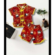 MERAH Chinese New Year Clothes Set Red Dres Chengsam Newyear Teenage Boys Girls Latest Chinese Cheon