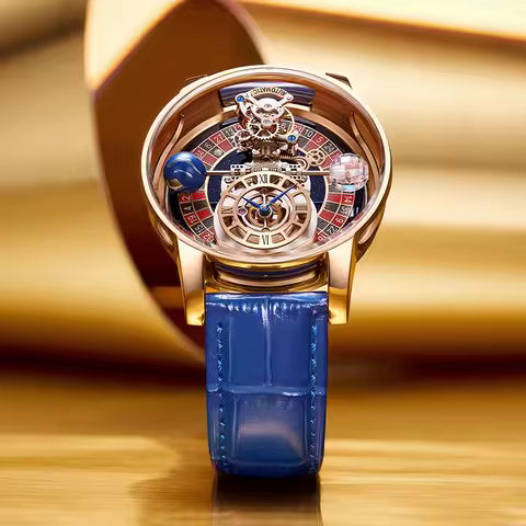 2023 PINDU Watch Men Golden Blue Jacob&Co Celestial Roulette Quartz Watches Man For Leather Business