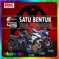 GEGANCU HITAM RK TAMASHII STEEL REAR SPROCKET FOR YAMAHA FZ150 | Y15ZR | Y16ZR (415 BLACK)