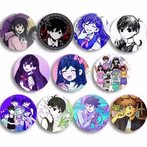 Game Omori Sunny and Mewo Round Brooch Creative Clothes Backpack Accessories Cartoon Funny Soft Butt
