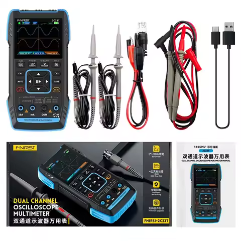 FNIRSI 2C23T Handheld Digital Oscilloscope Multimeter + Function Signal Generator 3 IN 1 Dual Channe