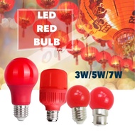 LED RED BULB E27 B22 3W/5W/7W LAMPU MERAH RAYA HIASAN DECORATION MENTOL BULB MERAH/ DENLONG LANTERN 