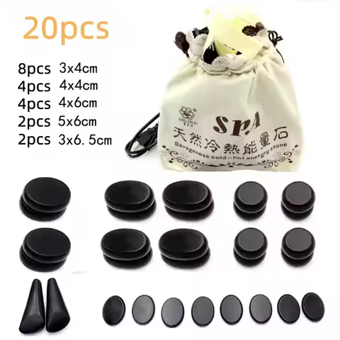 20pcs/set Hot Stone Massage Set Heater Box Relieve Stress Back Pain Health Care Lava Basalt round ma
