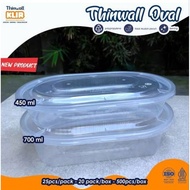 [25SET] KLIR THINWAL OVAL 450ML 700ML/ Bekas Kuih Raya Kedap Udara Bekas Plastik Transparent