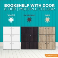 [COZY] 6 Tier Bookshelf with Doors Almari Buku Budak Rak Buku Bertutup Rak Dapur Storage Cabinet