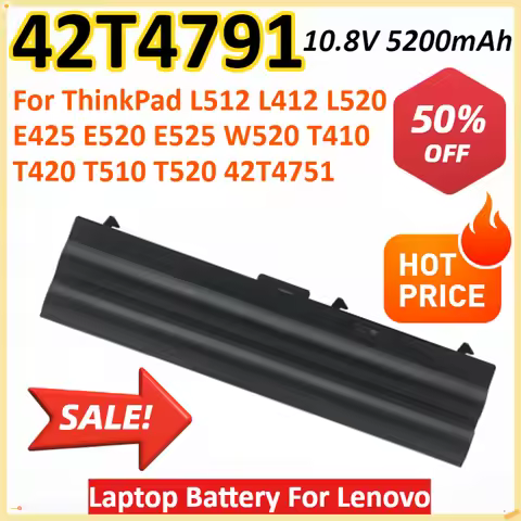 42T4791 10.8V 5200mAh Laptop Battery For Lenovo ThinkPad L512 L412 L520 E425 E520 E525 W520 T410 T42