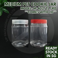 [M-4021] 1.2L Round Tapered Jar | CNY Raya Deepavali Cookie Container | PET Airtight Bottle | Red/Cl