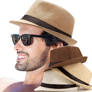 Summer Fedoras Panama Jazz Hat Sun Caps For Women Men Beach Straw Hat For Men UV Protection Cap Chapeau Femme Beach Bucket Hat