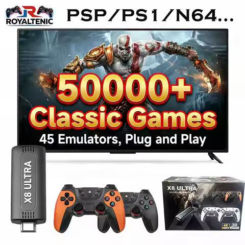 128GB Retro Game Stick 50000 X Games 4K HDMI Wireless Game Console Compatible with PS1/N64/GBA Plug 