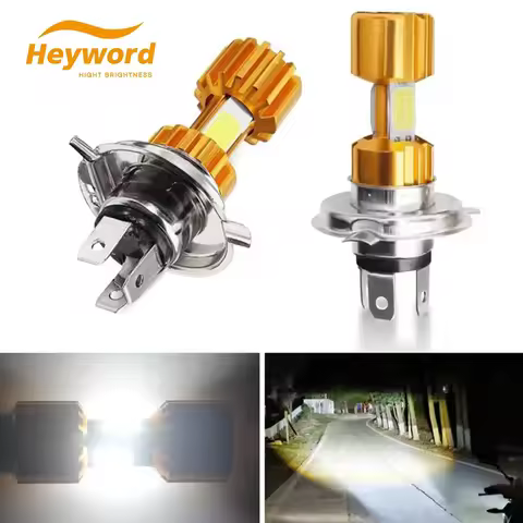 H4 LED Moto H6 BA20D LED Motorcycle Headlight Bulbs 3 Sides COB White 6000K Hi Lo Lamp Scooter Acces