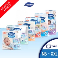 [Carton] DRYPERS Wee Wee Dry - Tape × 4 (NB80s / S80s / M60s / L58s / XL50s / XXL40s)