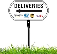 Felexdo 12"x6" Deliveries Sign with 14"Strong Steel Stake with Arrow Left