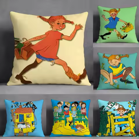 ANIME P-Pippi Longstocking Pillow Case Pillowcase, Double-sided Printed, Sofa Cushion, Bedroom Headb