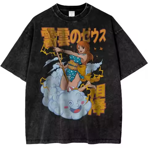 ONE PIECE Summer 2025 New Nico Robin Luffy Gear Shirt Anime Retro T-Shirt Designer Illustration Patt
