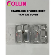 STAINLESS DIVIDED DEEP TRAY - 4 GRID / 5 GRID / COVER 28x22x4cm