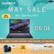 GIGABYTE G5 GE GAMING LAPTOP I5-12500H/8GB RAM DDR4/512GB SSD/15.6 FHD IPS 144HZ /RTX 3050 4GB GDDR6