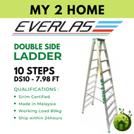 ORIGINAL DS1010 Steps Heavy Duty Aluminium Double Sided Ladder 10 Step Tangga Lipat Double Side Everlast Everlas Strongman Ladderman Steps Ladders Stairs 家用梯子 楼梯 MY2HOME