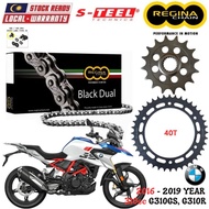 BMW 310cc G310GS / G310R Full Set Regina Black Dual Chain 520 ZRA Steel Sprocket Sets