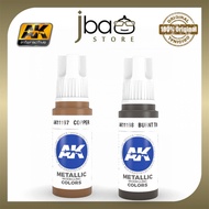 AK Interactive AK11197 COPPER METALLIC & AK11198 BURNT TIN METALLIC Acrylic Paint 17ml (3rd Generati
