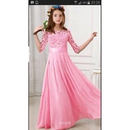 LONG DRESS LACE PINK LK001 F