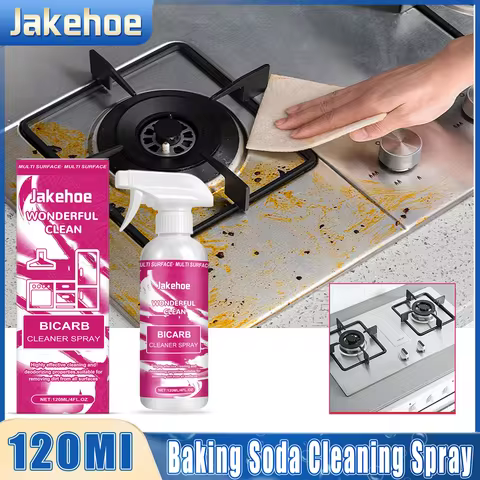 Baking Soda Heavy-Duty Grease Cleaner Spray Tackles Stubborn Grease Stains Powerful Degreaser For Ki