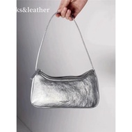 Korean Niche bucks leather Underarm Bag Portable Baguette Shoulder Bag