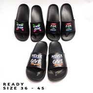 HITAM Slide sandals/distro sandals/full black slide sandals 36 - 45