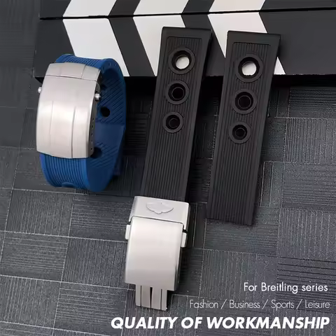 20mm 21mm 22mm 23mm 24mm Soft Rubber Watchband for Breitling Super Ocean Avenger Watch Strap Foldove