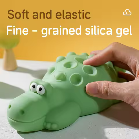 Cute Crocodile Night Light for Kids - Silicone Squishy Nursery Lamp,Dimmable Portable Bedside Lamp,B