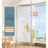 {SG}Adjustable Clothes Drying Rack Floor To Ceiling Tension Pole Hanger Stand Height Adjustable 1.1M to 3.1M Flexible