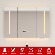 ST-🚢Bathroom Mirror Cabinet Separate Smart Beauty Anti-Fog Wall-Mounted Toilet with Light Cosmetic Mirror Solid Wood Sto