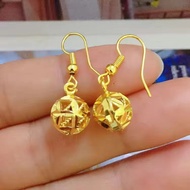 Suunn Pure Gold Saudi Gold 18k Pawnable Legit Earrings for Women Transfer Ball Drop Earrings Gifts f