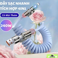 XO 240W FAST CHARGING CORD WITH 2M EXTENSION SPRING – MULTI-FUNCTIONAL CHARGING CABLE FOR CARS & FAM
