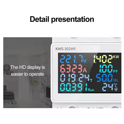 KWS-302 8 in1 Power Meter Multi-function Digital Voltmeter Ammeter 170-300V 63A Power Factor Time En
