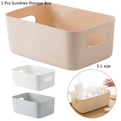 Cosmetic Storage Box Plastic Organizer for Desktop Bathroom Kitchen, Multi-Functional Basket, Size S