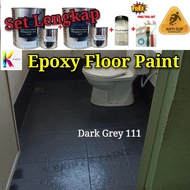 Epoxy Floor Paint Dark Grey Epoxy/ Epoxy lantai /Tandas  ( 1L PRIMER / 1L EPOXY / 300g Anti-Slip Powder) Set Lengkap