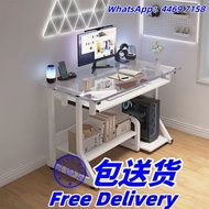 🔥免费送货-鋼化玻璃電腦桌 辦公桌 寫字桌 學習桌 書桌 書枱 電競桌 工作桌 辦公室檯 包送貨